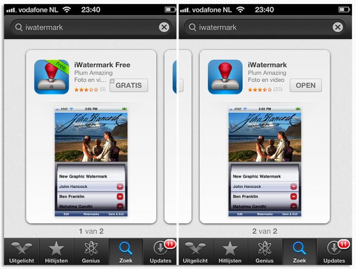 Watermerk je iPhone foto's met Iwatermark app
